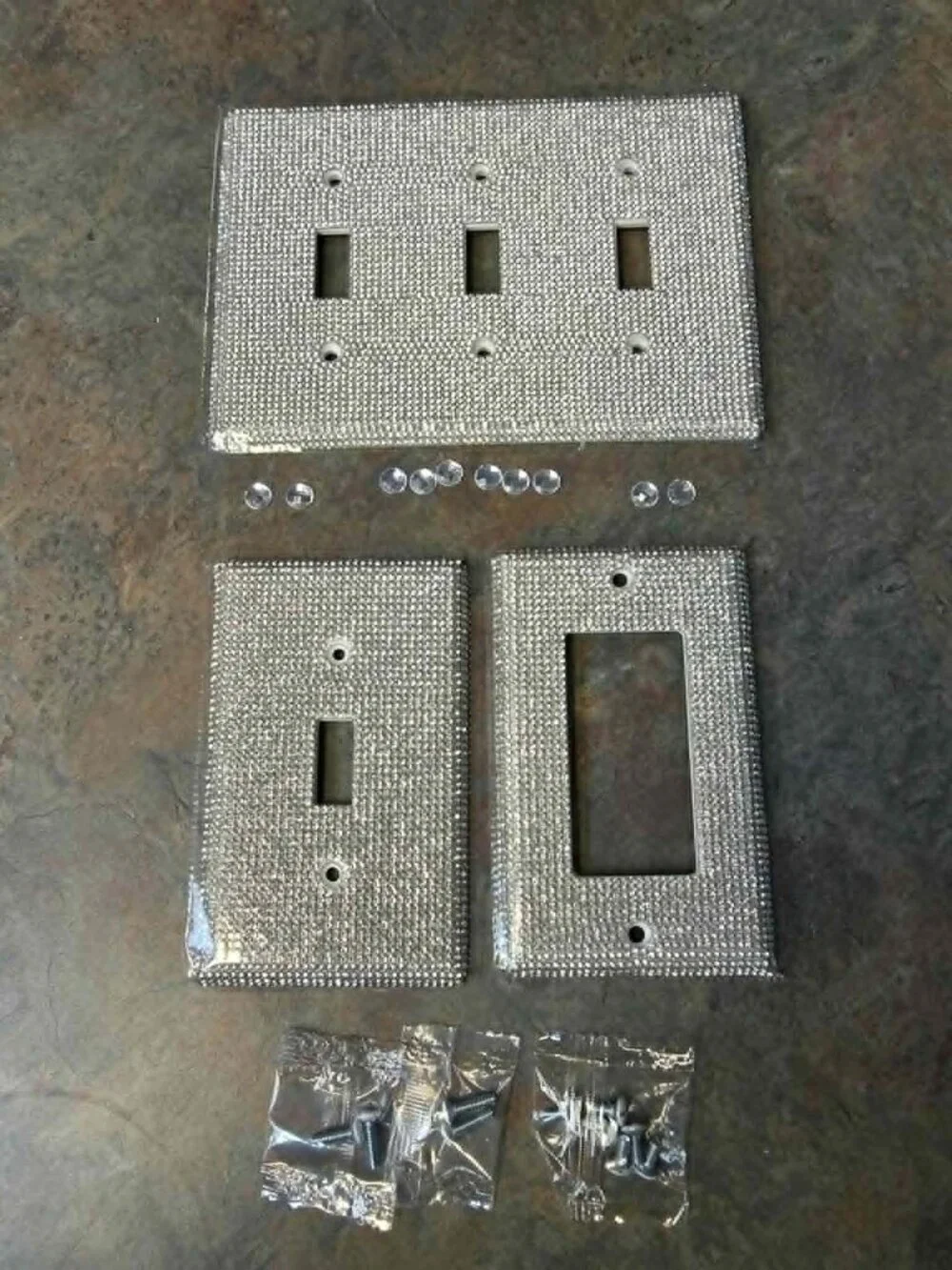 RHINESTONE SWITCHPLATE COVERS SILVER BLINGY NEW